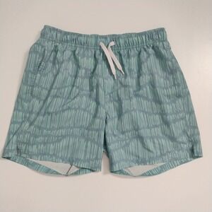 Bear Bottom 5.5" Inseam Swim Trunks Men's L Green Aztec Pockets Lined Drawtsring